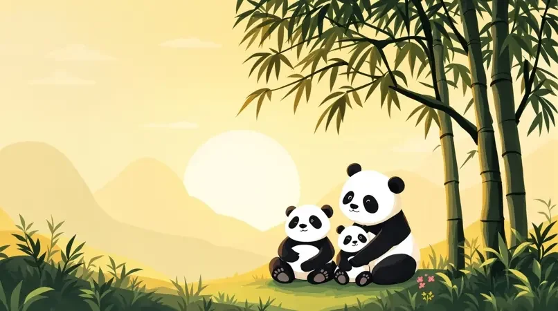 八哥电影 品牌故事 八哥电影 品牌故事 - 熊猫一家温馨相伴